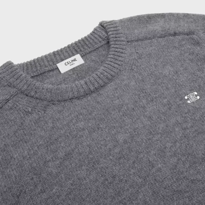 Triomphe Crew Neck Sweater in Wool Cashmere Triomphe Crew Neck Sweater in Wool Cashmere
