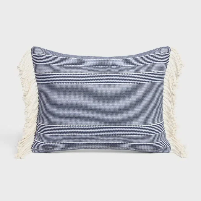 Triomphe Cushion in Striped Cotton Triomphe Cushion in Striped Cotton