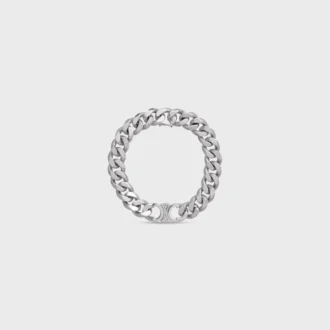 Triomphe Gourmette Bracelet in Brass with Rhodium Finish