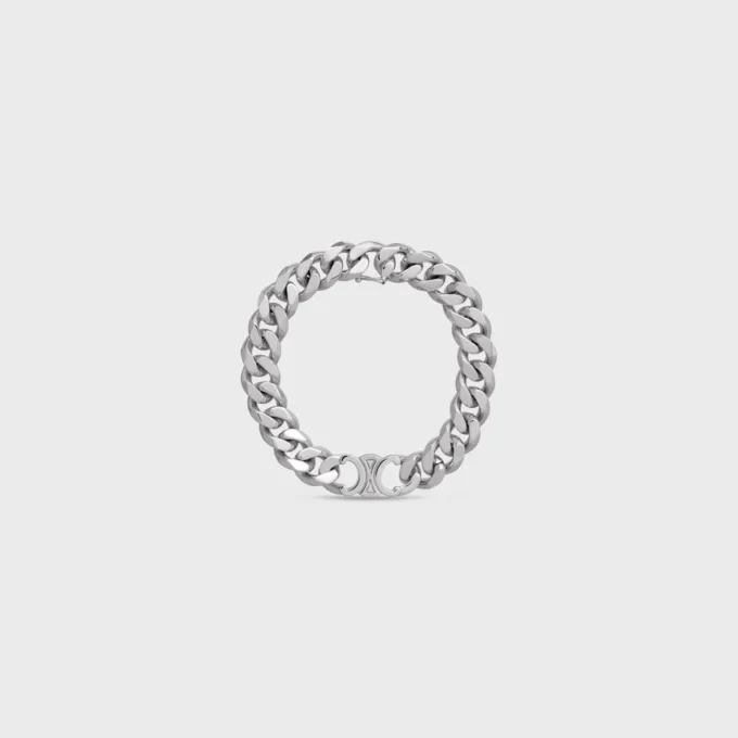 Triomphe Gourmette Bracelet in Brass with Rhodium Finish Triomphe Gourmette Bracelet in Brass with Rhodium Finish