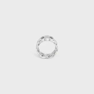 Triomphe Gourmette Ring in Brass with Rhodium Finish
