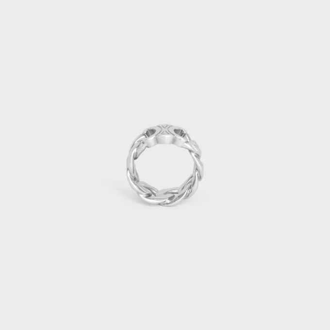 Triomphe Gourmette Ring in Brass with Rhodium Finish Triomphe Gourmette Ring in Brass with Rhodium Finish