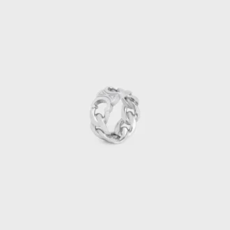 Triomphe Gourmette Ring in Brass with Rhodium Finish