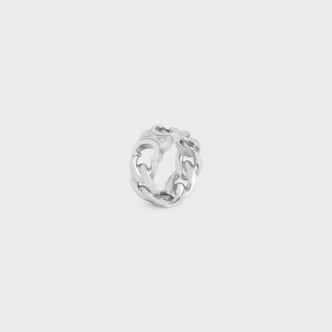 Triomphe Gourmette Ring in Brass with Rhodium Finish Triomphe Gourmette Ring in Brass with Rhodium Finish