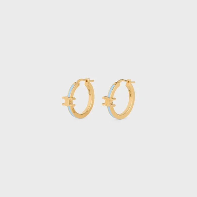 Triomphe Hoops in Enamel and Brass with Gold Finish Triomphe Hoops in Enamel and Brass with Gold Finish