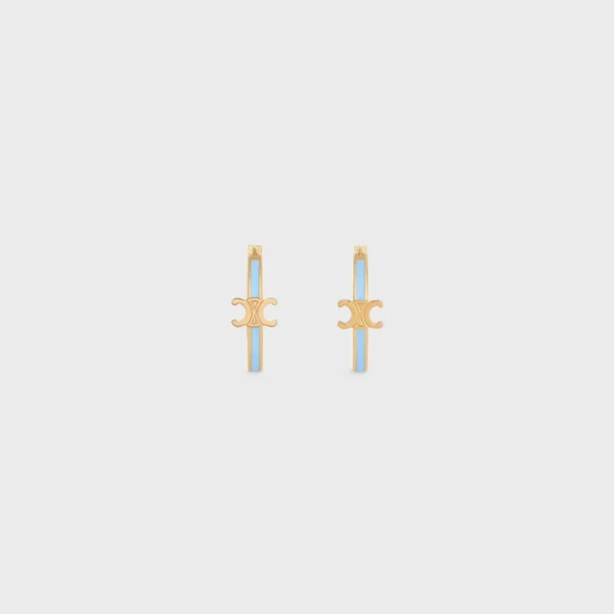 Triomphe Hoops in Enamel and Brass with Gold Finish Triomphe Hoops in Enamel and Brass with Gold Finish
