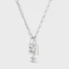 Triomphe Lock Necklace in Brass with Rhodium Finish
