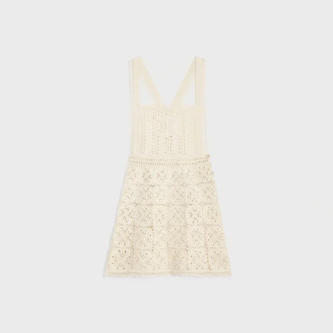 Triomphe Mini Dress in Crocheted Cotton