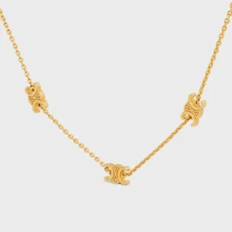 Triomphe Mini Triomphe Necklace in Brass with Gold Finish