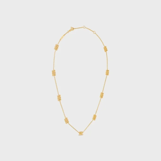 Triomphe Mini Triomphe Necklace in Brass with Gold Finish