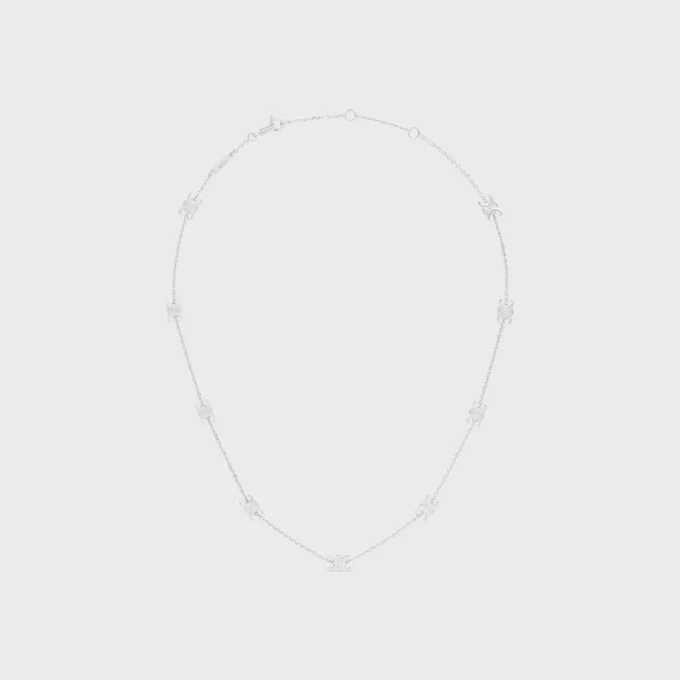 Triomphe Mini Triomphe Necklace in Brass with Rhodium Finish