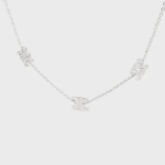 Triomphe Mini Triomphe Necklace in Brass with Rhodium Finish