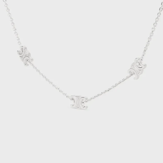 Triomphe Mini Triomphe Necklace in Brass with Rhodium Finish