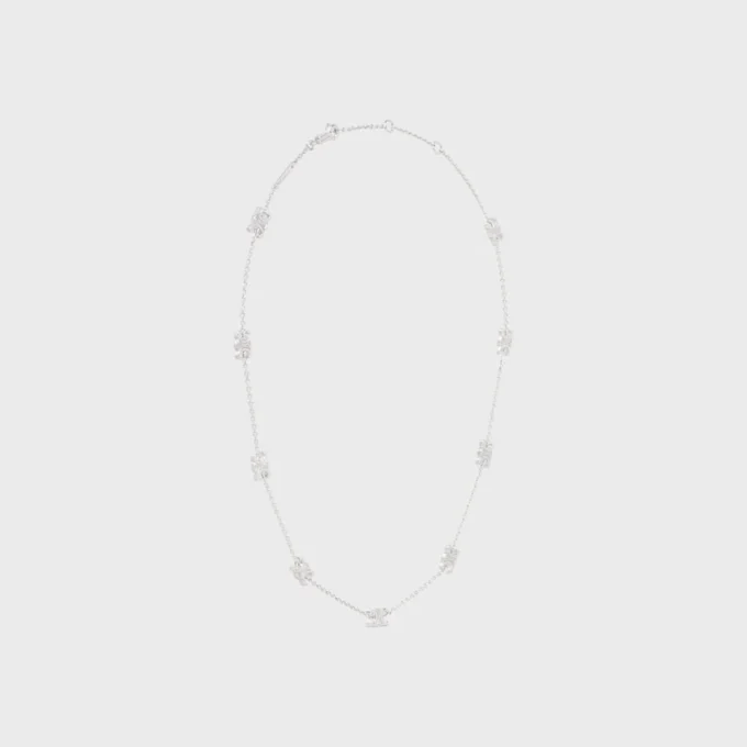 Triomphe Mini Triomphe Necklace in Brass with Rhodium Finish