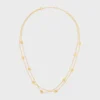 Triomphe Pearl Double Necklace in Brass with Gold Finish and Resin Pearls