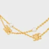 Triomphe Pearl Double Necklace in Brass with Gold Finish and Resin Pearls