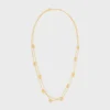 Triomphe Pearl Double Necklace in Brass with Gold Finish and Resin Pearls