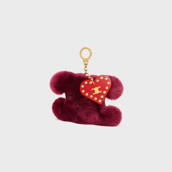 Triomphe Pom-Pom Charm in Embroidered Shearling and Calfskin Triomphe Pom-Pom Charm in Embroidered Shearling and Calfskin