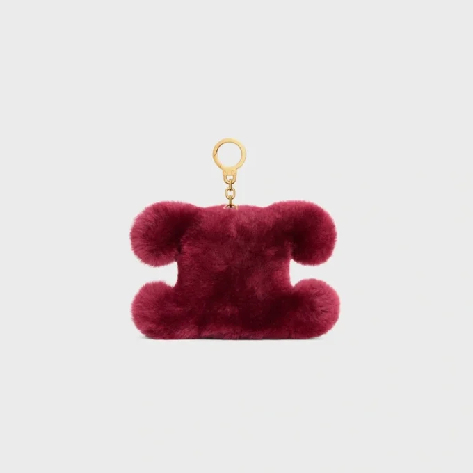 Triomphe Pom-Pom Charm in Embroidered Shearling and Calfskin Triomphe Pom-Pom Charm in Embroidered Shearling and Calfskin