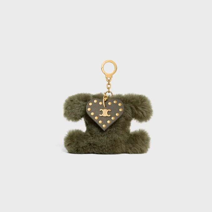 Triomphe Pom-Pom Charm in Shearling and Calfskin Triomphe Pom-Pom Charm in Shearling and Calfskin