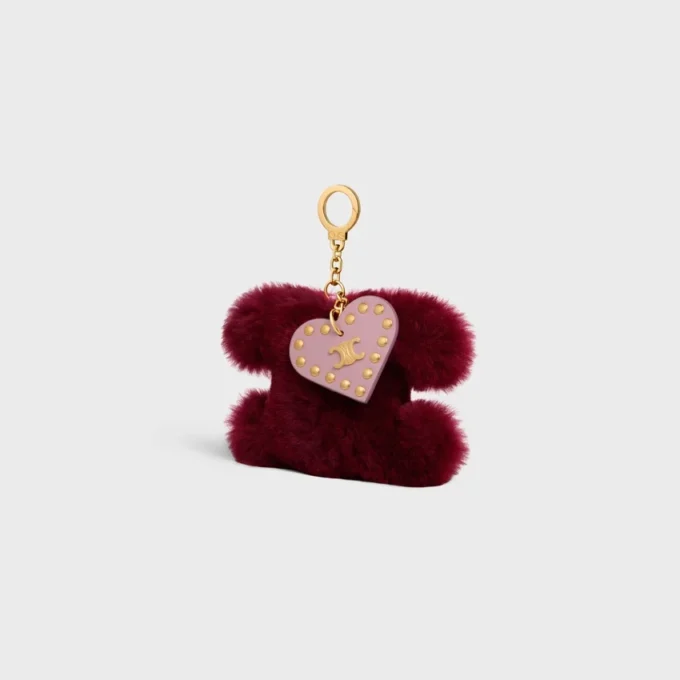 Triomphe Pom-Pom Charm in Shearling and Calfskin Triomphe Pom-Pom Charm in Shearling and Calfskin