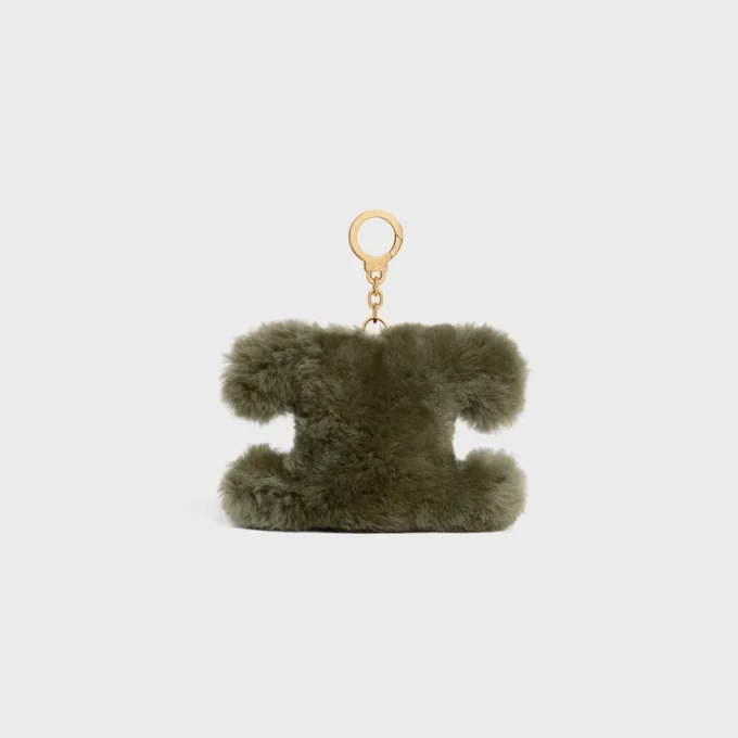 Triomphe Pom-Pom Charm in Shearling and Calfskin Triomphe Pom-Pom Charm in Shearling and Calfskin