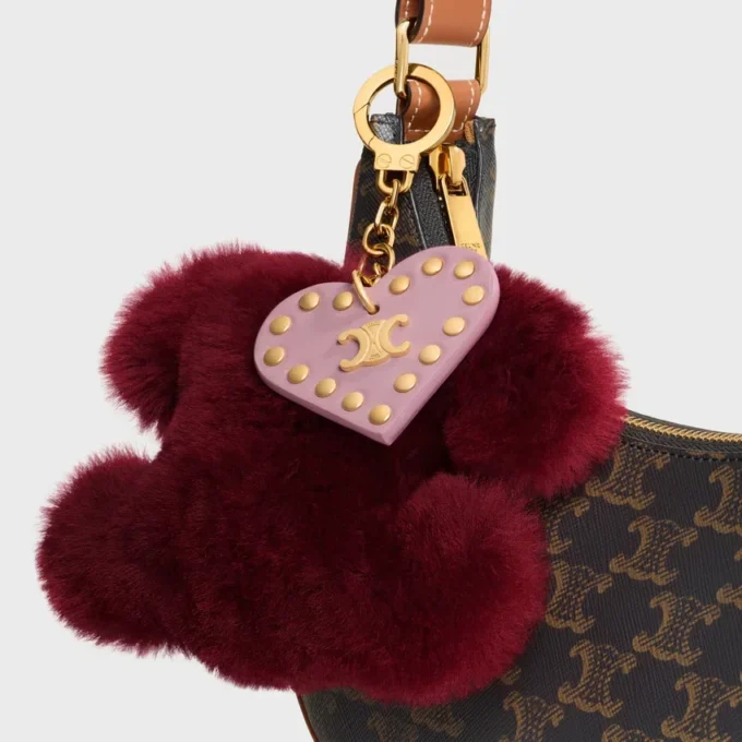 Triomphe Pom-Pom Charm in Shearling and Calfskin Triomphe Pom-Pom Charm in Shearling and Calfskin