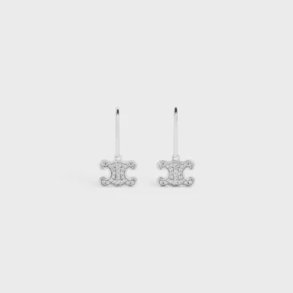 Triomphe Rhinestone Earrings in Brass with Rhodium Finish and Crystals