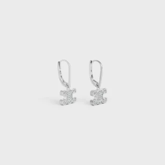 Triomphe Rhinestone Earrings in Brass with Rhodium Finish and Crystals