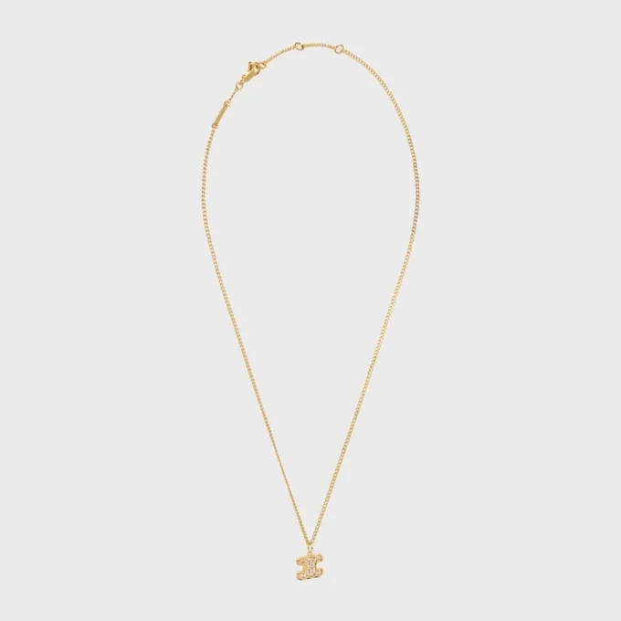 Triomphe Rhinestone Necklace in Brass with Gold Finish and Crystals