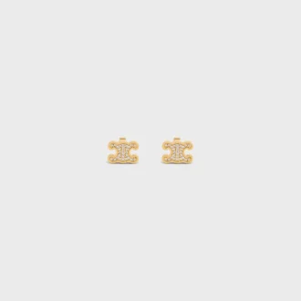 Triomphe Rhinestone Studs in Strass and Brass with Gold Finish