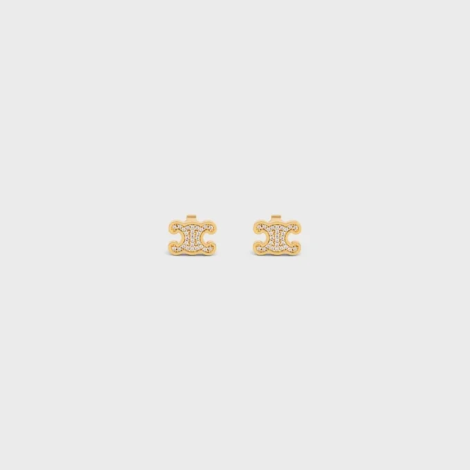 Triomphe Rhinestone Studs in Strass and Brass with Gold Finish Triomphe Rhinestone Studs in Strass and Brass with Gold Finish