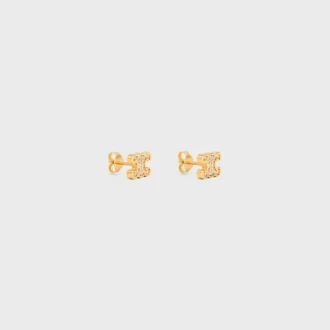 Triomphe Rhinestone Studs in Strass and Brass with Gold Finish