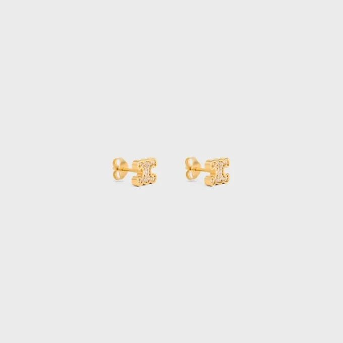 Triomphe Rhinestone Studs in Strass and Brass with Gold Finish Triomphe Rhinestone Studs in Strass and Brass with Gold Finish