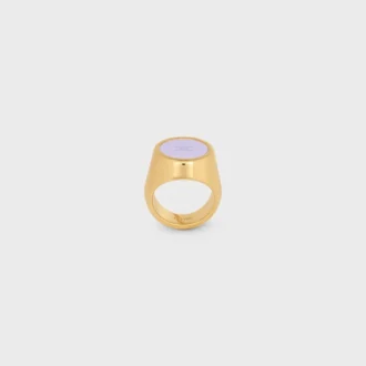 Triomphe Signet Ring in Varnish and Brass with Gold Finish