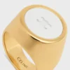 Triomphe Signet Ring in Varnish and Brass with Gold Finish Triomphe Signet Ring in Varnish and Brass with Gold Finish