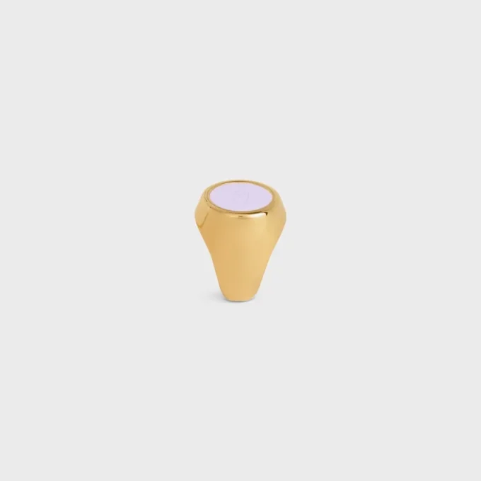 Triomphe Signet Ring in Varnish and Brass with Gold Finish Triomphe Signet Ring in Varnish and Brass with Gold Finish
