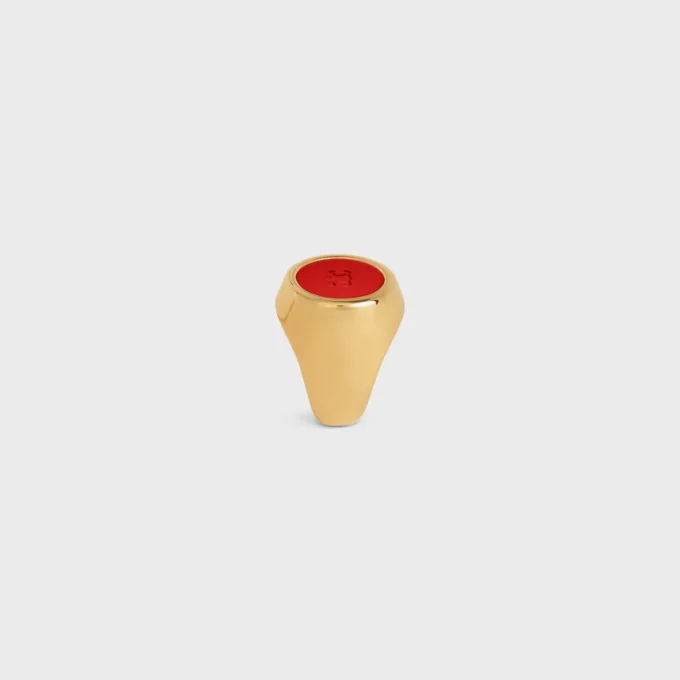 Triomphe Signet Ring in Varnish and Brass with Gold Finish Triomphe Signet Ring in Varnish and Brass with Gold Finish