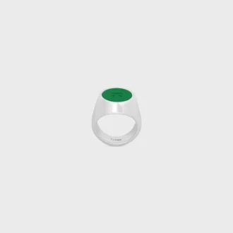 Triomphe Signet Ring in Varnish and Brass with Rhodium Finish