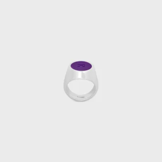 Triomphe Signet Ring in Varnish and Brass with Rhodium Finish