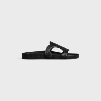 Triomphe Slide in Crocodile Stamped Calfskin