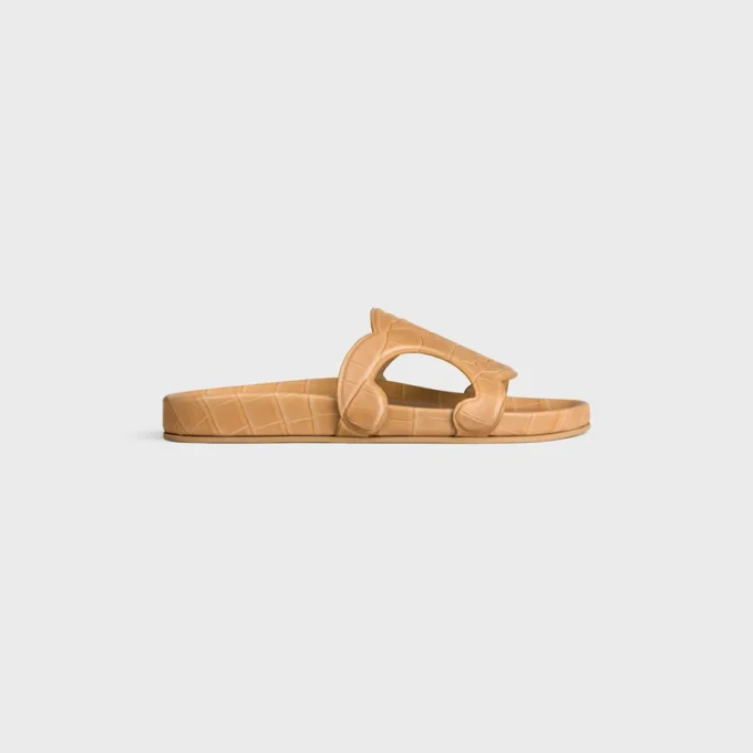 Triomphe Slide in Crocodile Stamped Calfskin Triomphe Slide in Crocodile Stamped Calfskin