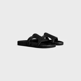 Triomphe Slide in Crocodile Stamped Calfskin