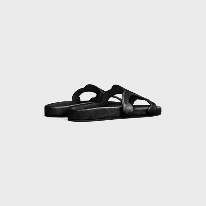 Triomphe Slide in Crocodile Stamped Calfskin Triomphe Slide in Crocodile Stamped Calfskin