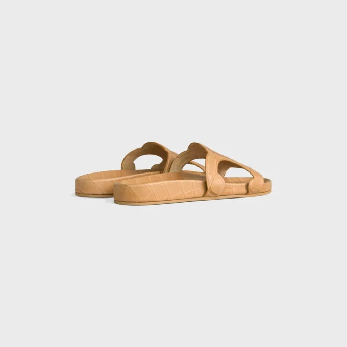 Triomphe Slide in Crocodile Stamped Calfskin Triomphe Slide in Crocodile Stamped Calfskin