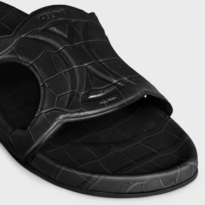 Triomphe Slide in Crocodile Stamped Calfskin Triomphe Slide in Crocodile Stamped Calfskin