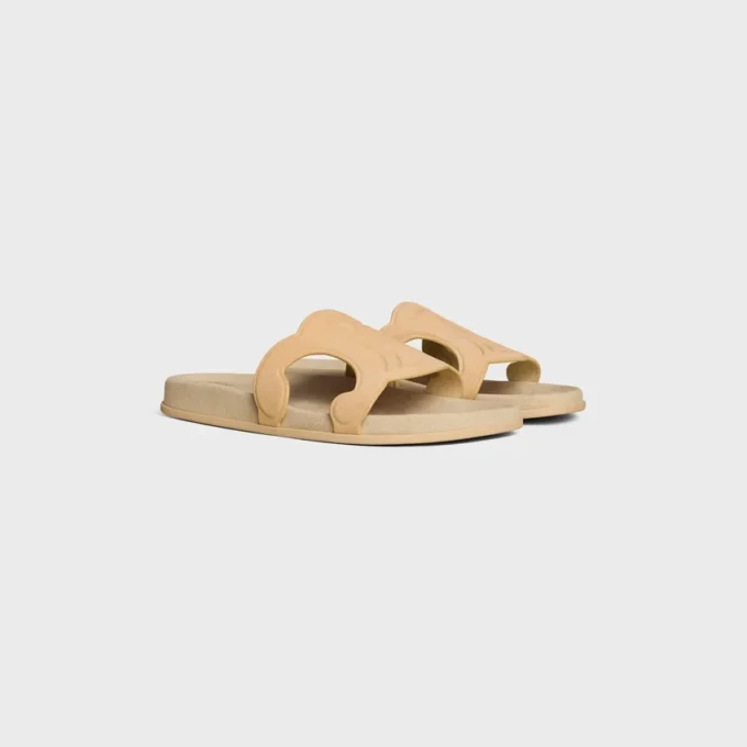Triomphe Slide in Suede Calfskin Triomphe Slide in Suede Calfskin