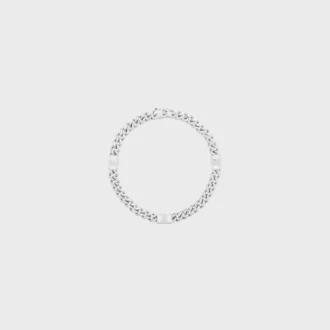 Triomphe Small Gourmette Bracelet in Brass with Rhodium Finish