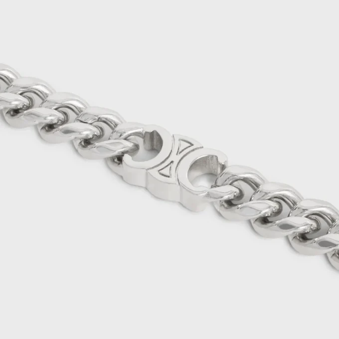 Triomphe Small Gourmette Bracelet in Brass with Rhodium Finish Triomphe Small Gourmette Bracelet in Brass with Rhodium Finish