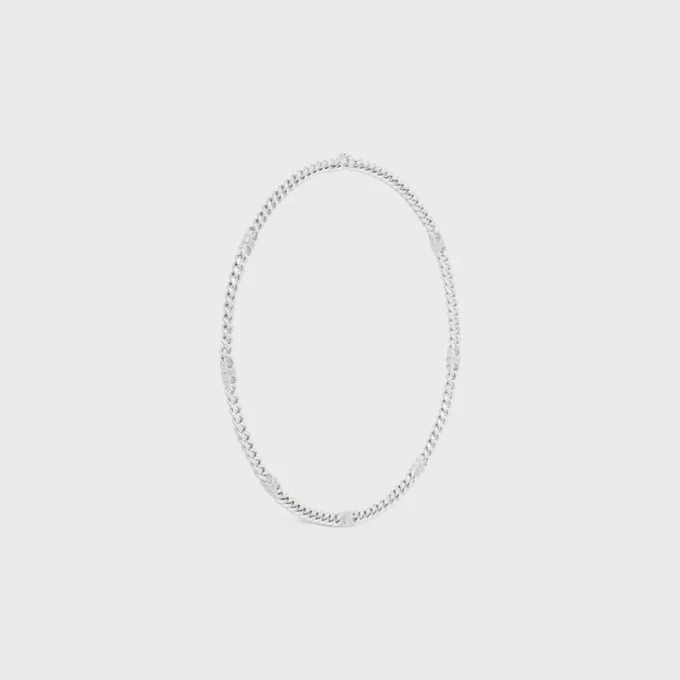 Triomphe Small Gourmette Necklace in Brass with Rhodium Finish Triomphe Small Gourmette Necklace in Brass with Rhodium Finish